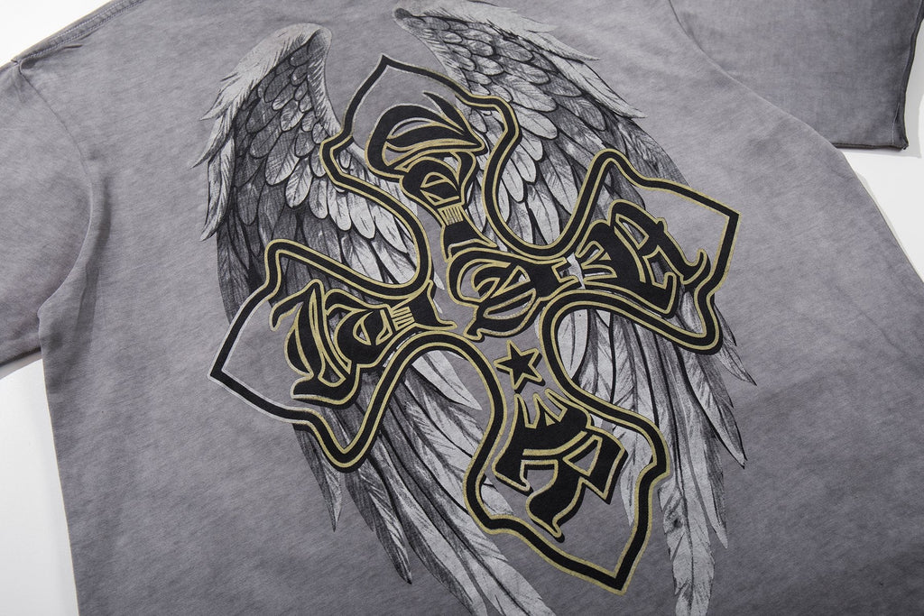 MAJESTIK Winged Cross Graphic T-Shirt
