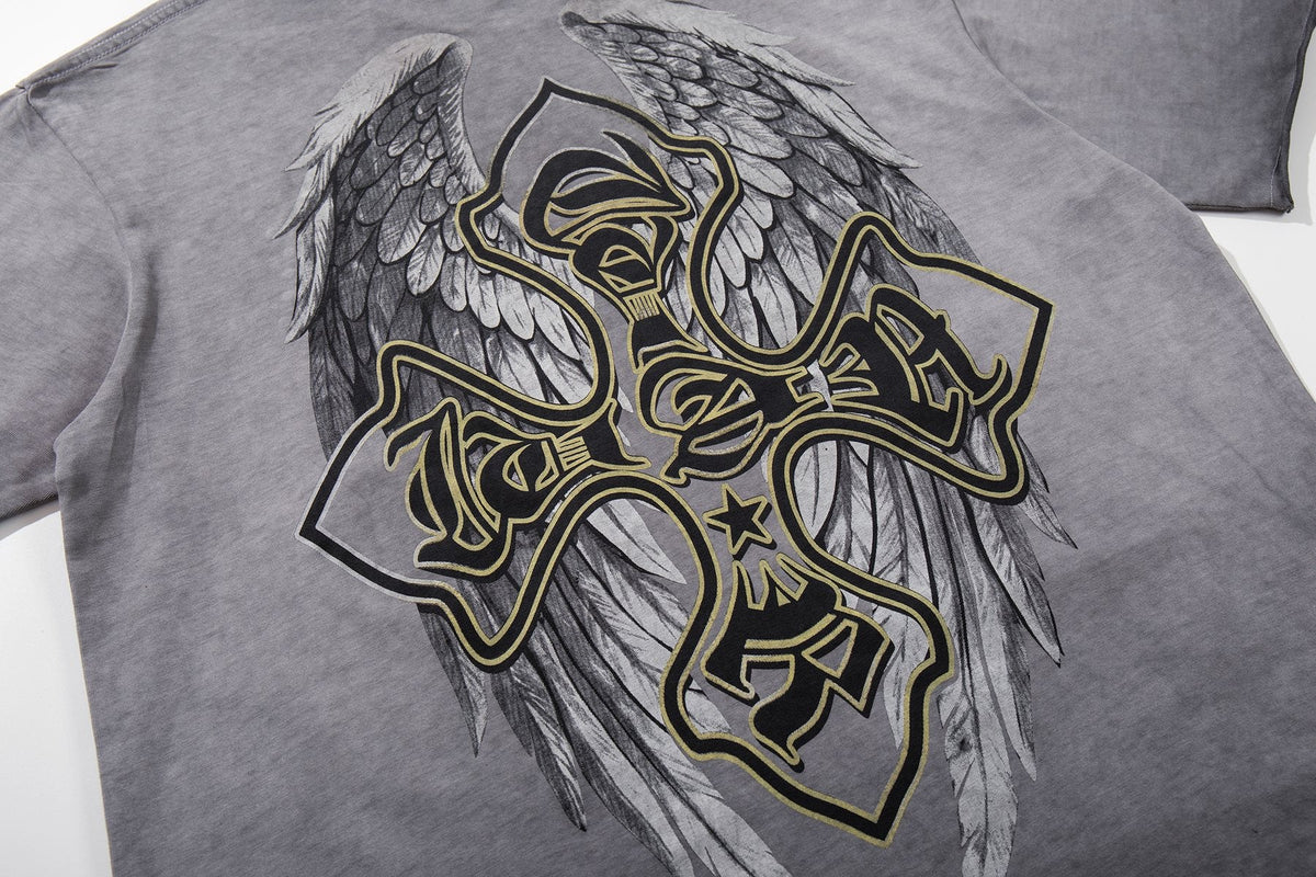 MAJESTIK Winged Cross Graphic T-Shirt